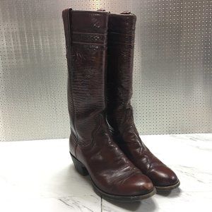 Lucchese Womens Brown Leather Cowgirl Boots